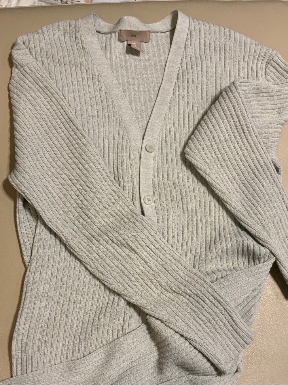 H&M Gray Ribbed Women’s Long Button Cardigan